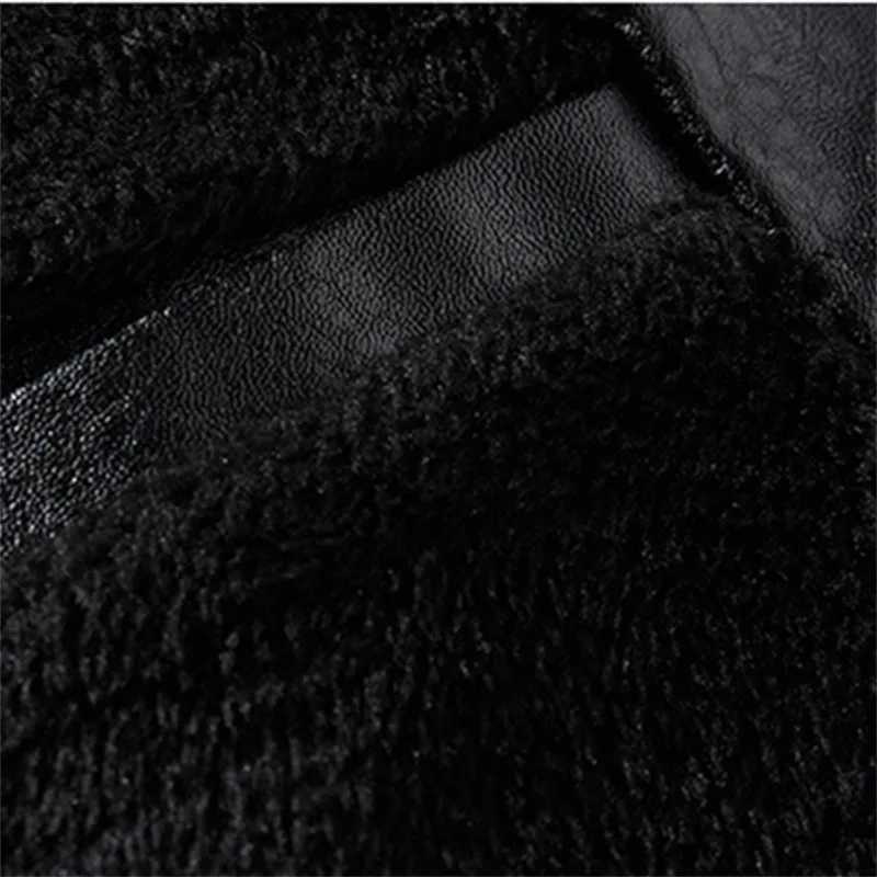 Mens Leather Jacket Mens Winter Fleece Mens Stand Collar Biker Casual Windproof Slim Fit Jacket Fleece Leather JacketX240913