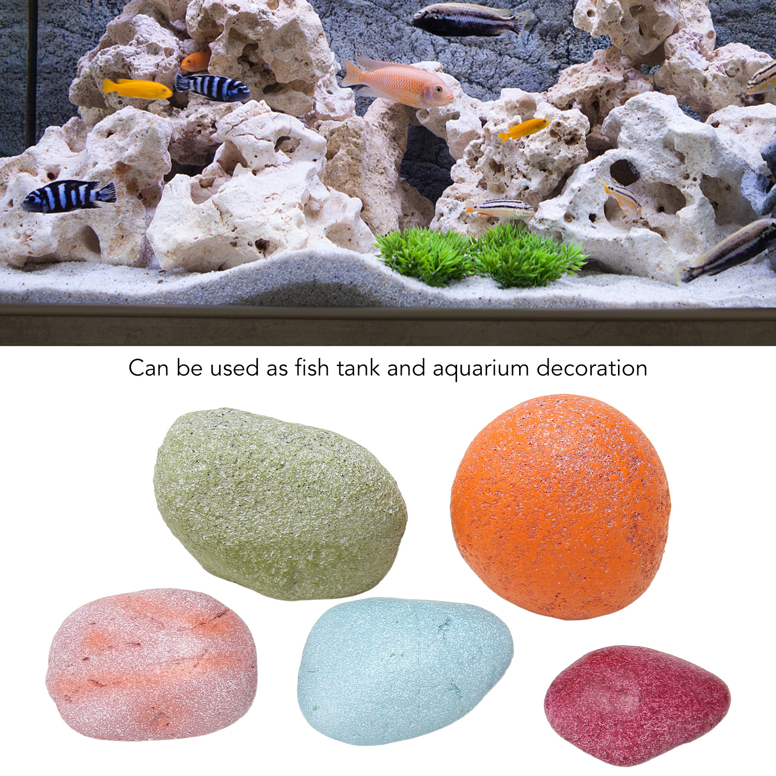 Natural Colored River Rocks for Aquarium, Decorative Colored Stones, Innovative Landscaping, 5PCs