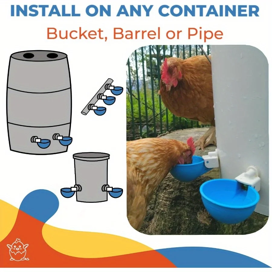 10Pcs Chicken Feeder Bird Water Dispenser Plastic Poultry Water Supply Device Automatic Chicken Drinker Bowl Duck Drinking Cup