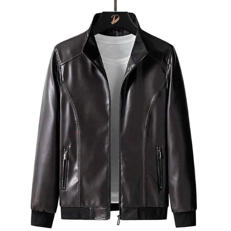 Cross Border Foreign Trade Mens Oversized Leather Clothing Autumn Tight Standing Collar Leather Jacket TrendX240913