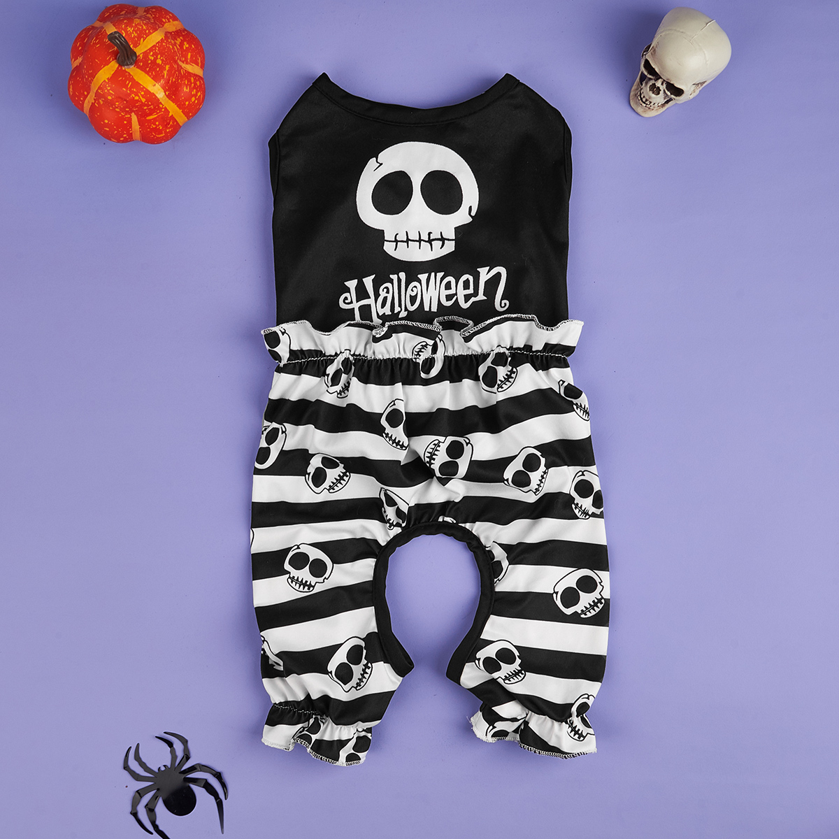 Dog Pajamas Pjs Pup Jumpsuit Cool Skull Printed Dog Clothes for Small Dogs Girl Boy ,Dogs Striped Puppy Clothes Doggie Onesies C