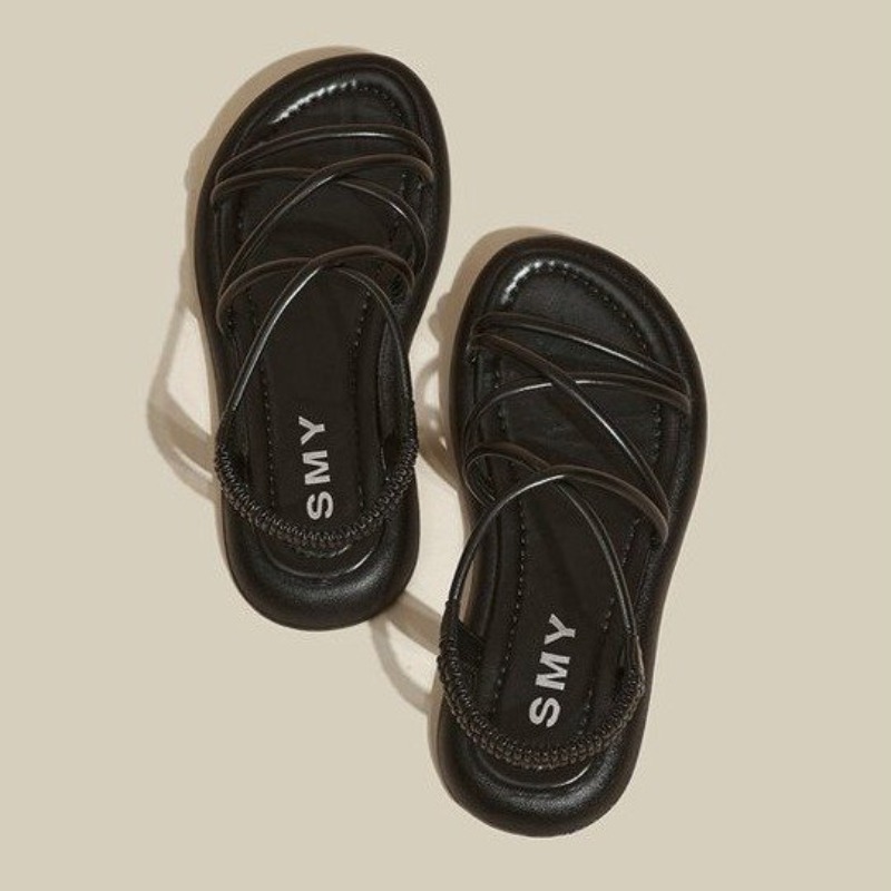 Sandals Women Flat 2024 New New Summer Soft Sole Casual Roman Sandales Femmes Black White Cross Band Women's Shoes Sandalias Mujer 8aa5 's