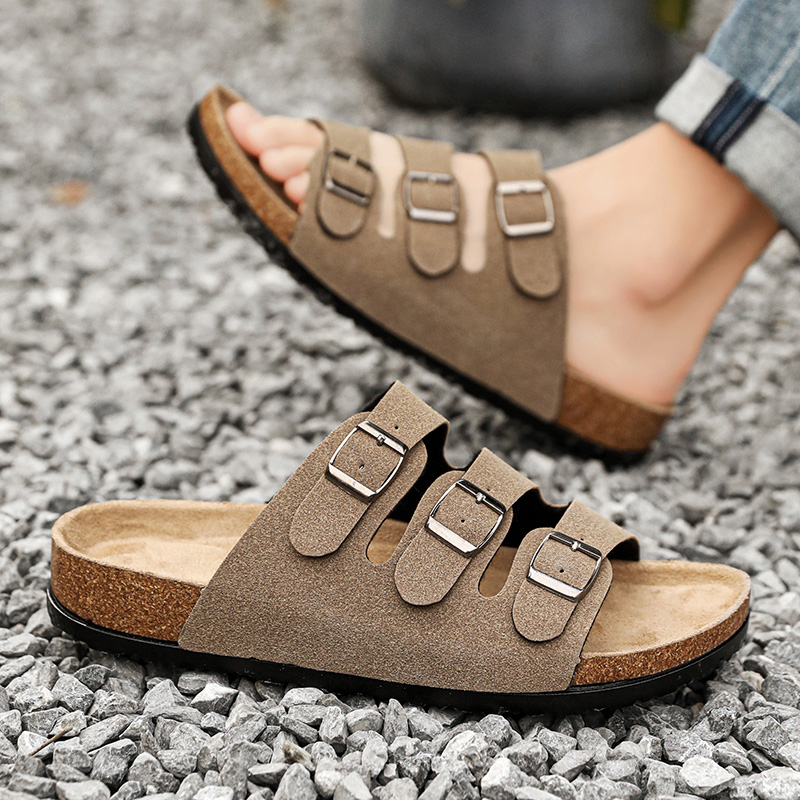 Soft Cork Slide Sandals Unisex Comfort Beach Slippers Trendy Summer Footwear for Couples Lightweight and Breathable Design