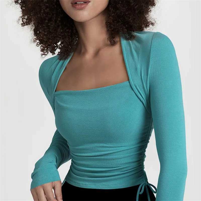 Sexy Neck Tight Fit Women Fitness Top Soft Long Sleeve Yoga Shirt Stretchy Sport T-shirts Lightweight Workout Clothes for Gym M240914
