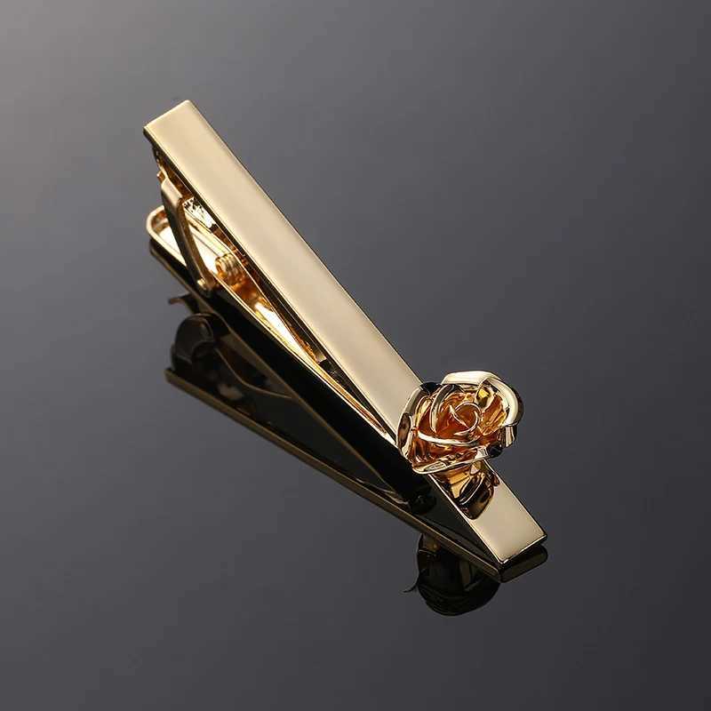 High quality romantic rose tie clip with brand new brass material design fashionable mens wedding accessories tie clipX240914