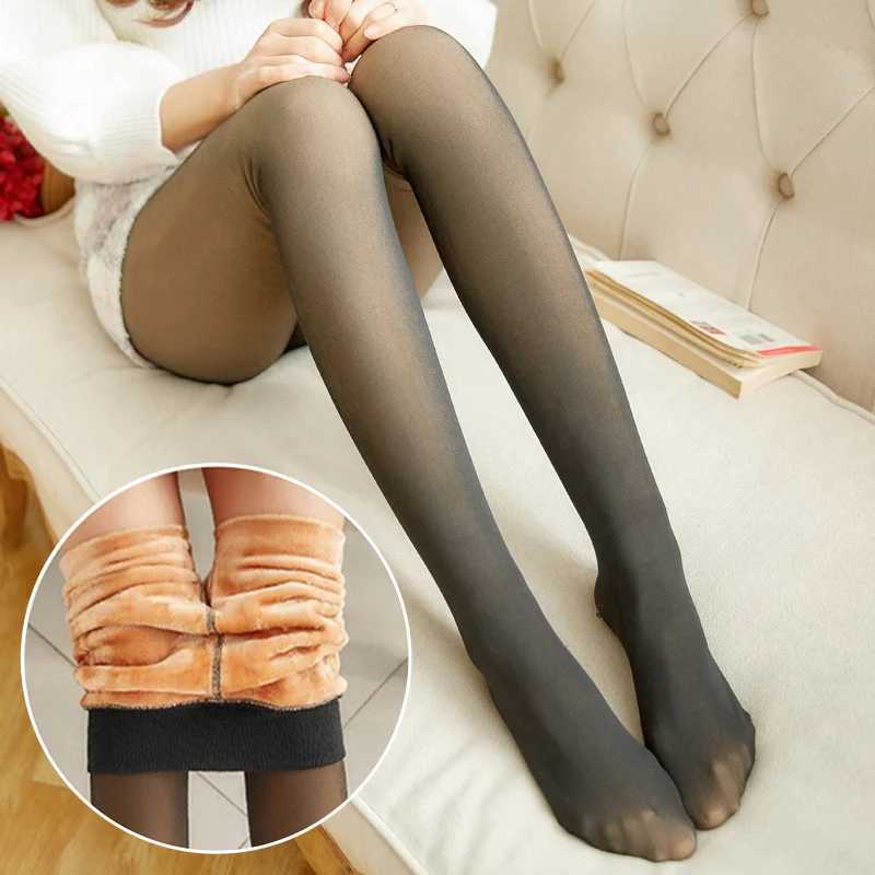 Thermal Stockings Woman Fleece Tights Sexy Winter Warm Pantyhose Translucent Slim Thicken Tights Elastic Velvet Pantyhose FemaleX240914