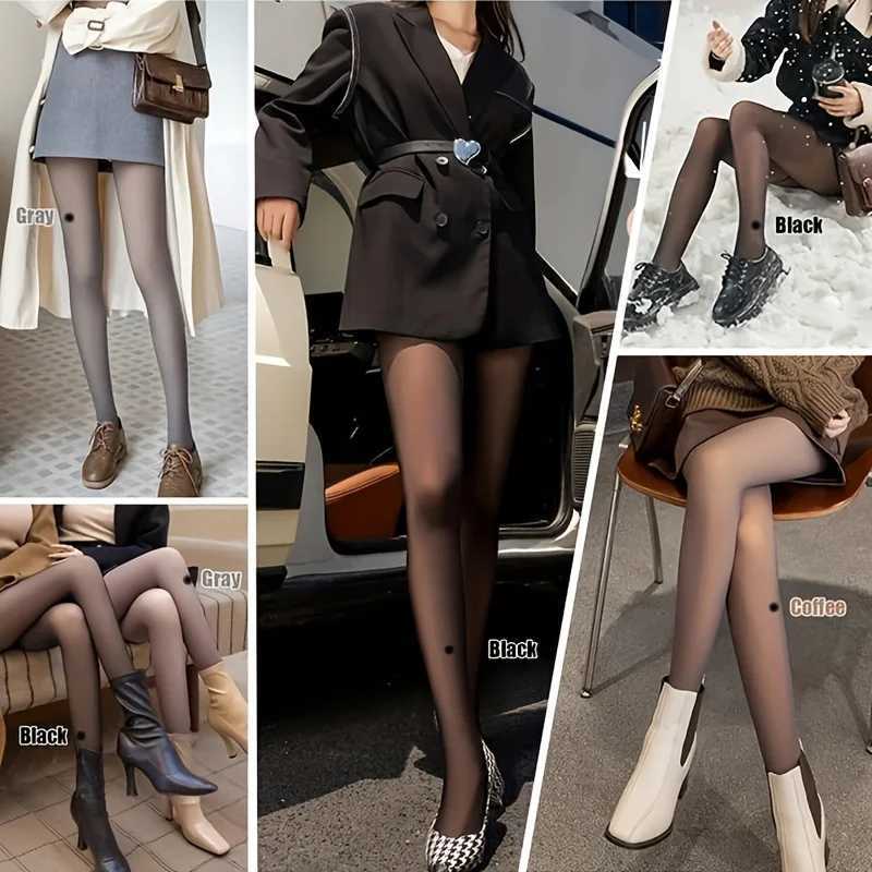 Thermal Fleece Lined High Waist Pantyhose Soft Warm Stretchy Stockings for Women - Perfect for Cold Weather Outdoor ActivitiesX240914