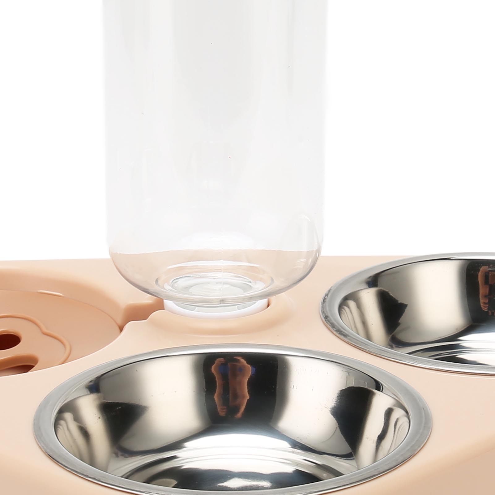 Pet Waterer Bottle Food Bowl Set Prevent Spill Triple Cat Bowls With Automatic Water Bottle For Cat Dog