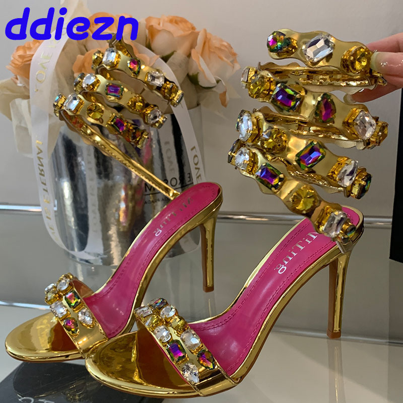2025 new Footwear Crystal Pumps Women Thin New In Female Peep Toe Fashion Rhies Ladies High Heels Shoes b302