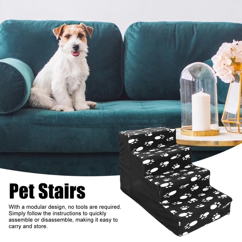 Pet Stairs For Cats Dogs Bed Steps 4-step Comfortable Flannel Dog Ladder Pet Stairs Bed Dog Bed Steps Kitten Stairs High Beds