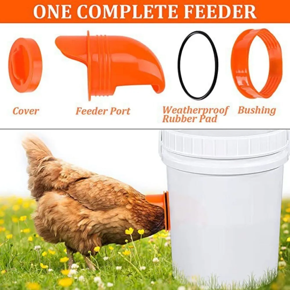 Automatic Gravity Chicken Feeder DIY Rainproof Poultry Feeder Port Reduce Spillage Food Farm Chicken Duck Food Hole Opener Tool