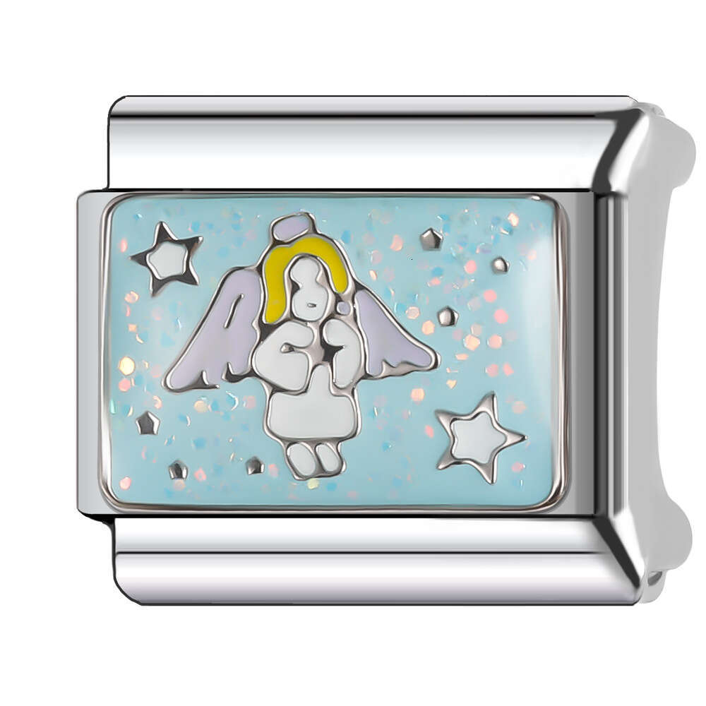 New Women's Gift Angel Letter Bead Italian Charms Links Bangle Beads Fit 9mm Stainless Steel Bracelet Making DIY For Women Fashion Jewelry