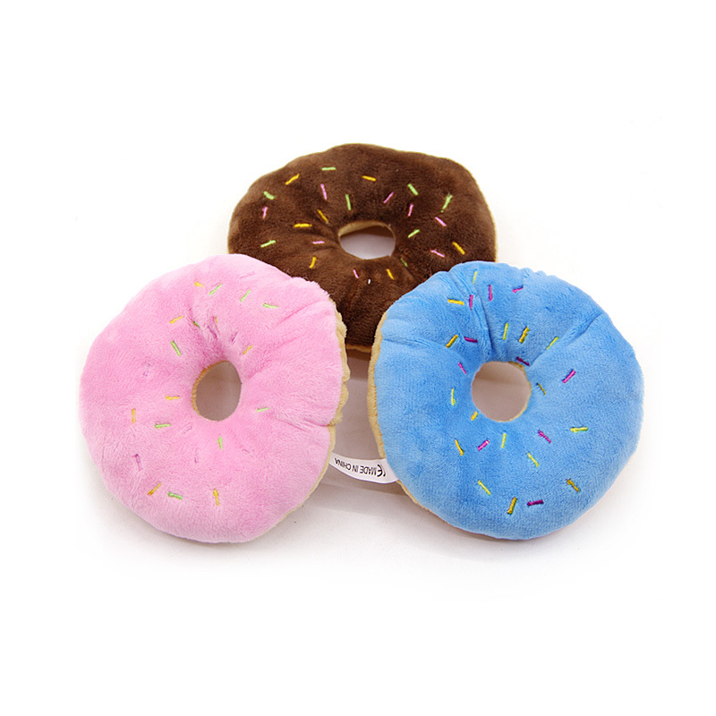 New Interesting and Cute Plush Donut Bread Toy Plush Toy Cream Donut Pet Sounding Dog Toy