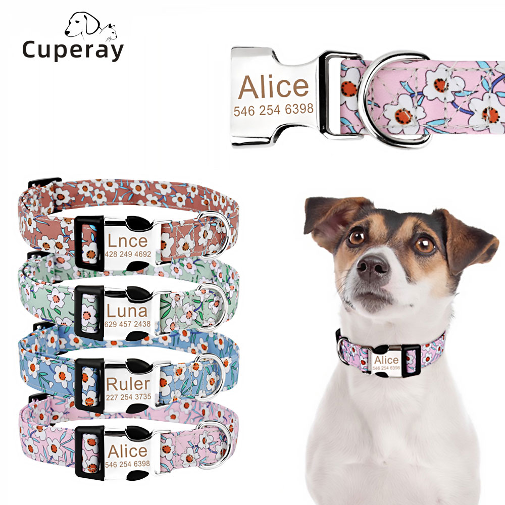 Custom Pet Dog Collar Personalized Printed Collar Dog ID Tag Collars Engraved for Small Medium Large Dogs Dogs Pets Accessories
