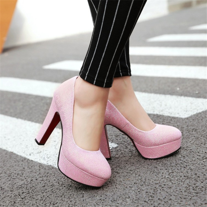 2025 new High Elegant Heels Platform Women Pumps Fashion Sequined Pink Gold Sier Heeled Wedding Party Office Shoes Ladies ZOGEER d6f4