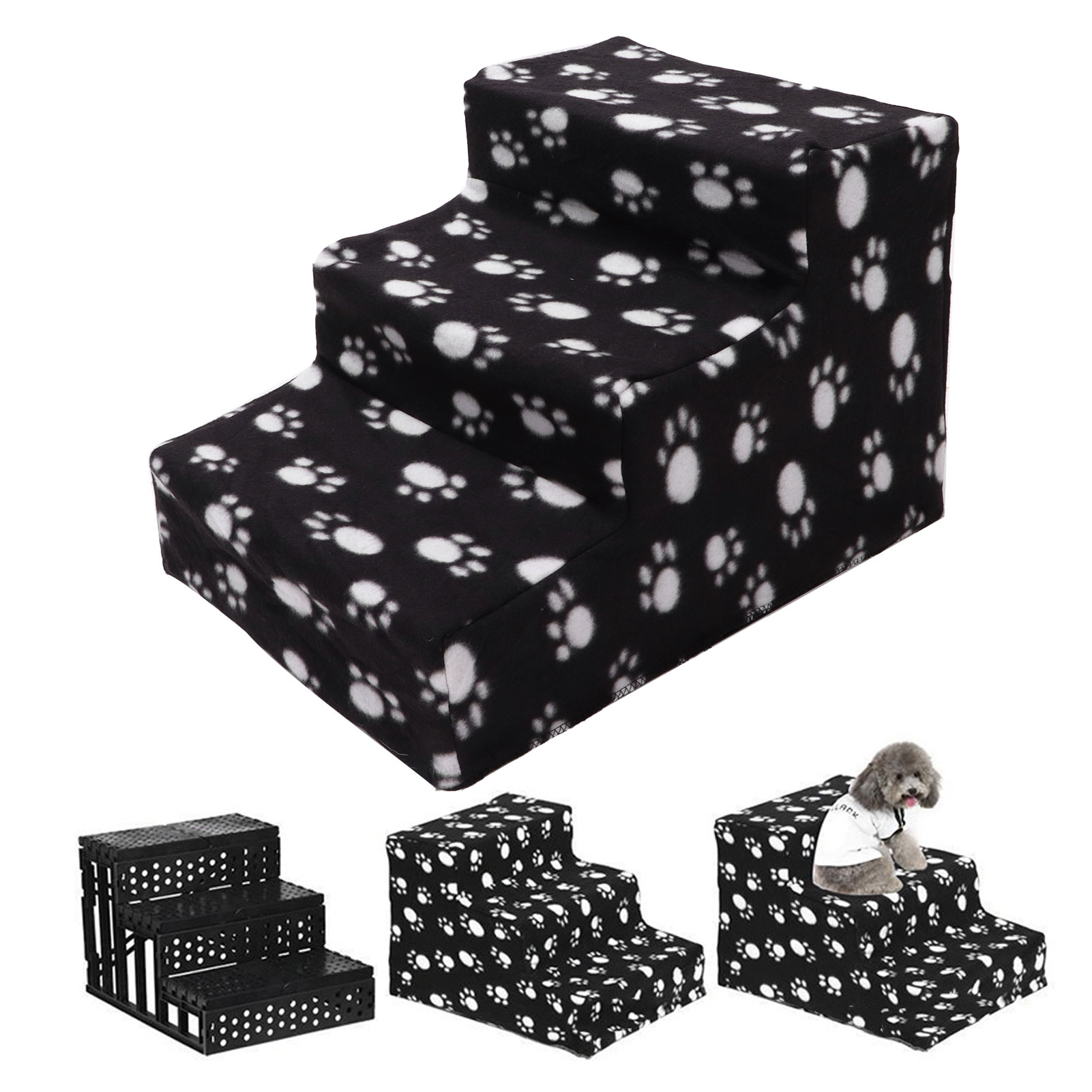 Pet Climbing Ladder 3 Tiers Portable Non Slip Removable Dog Stairs For Dogs And Cats