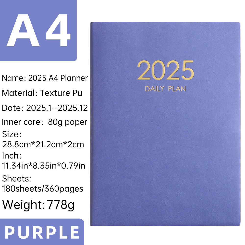 2025 Daily Plan Book, Business Multicolor Hardcover Portable Notepad