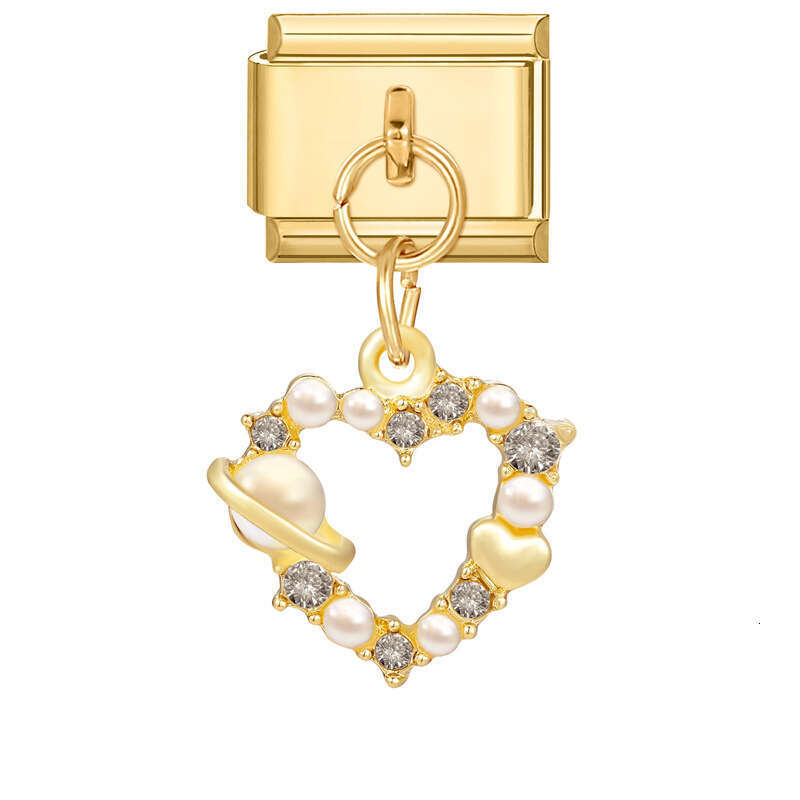 New Women's Gift Gold plated Bow Pendant Italian Charms Links Bangle Beads Fit 9mm Stainless Steel Bracelet Making DIY For Women Fashion Jewelry