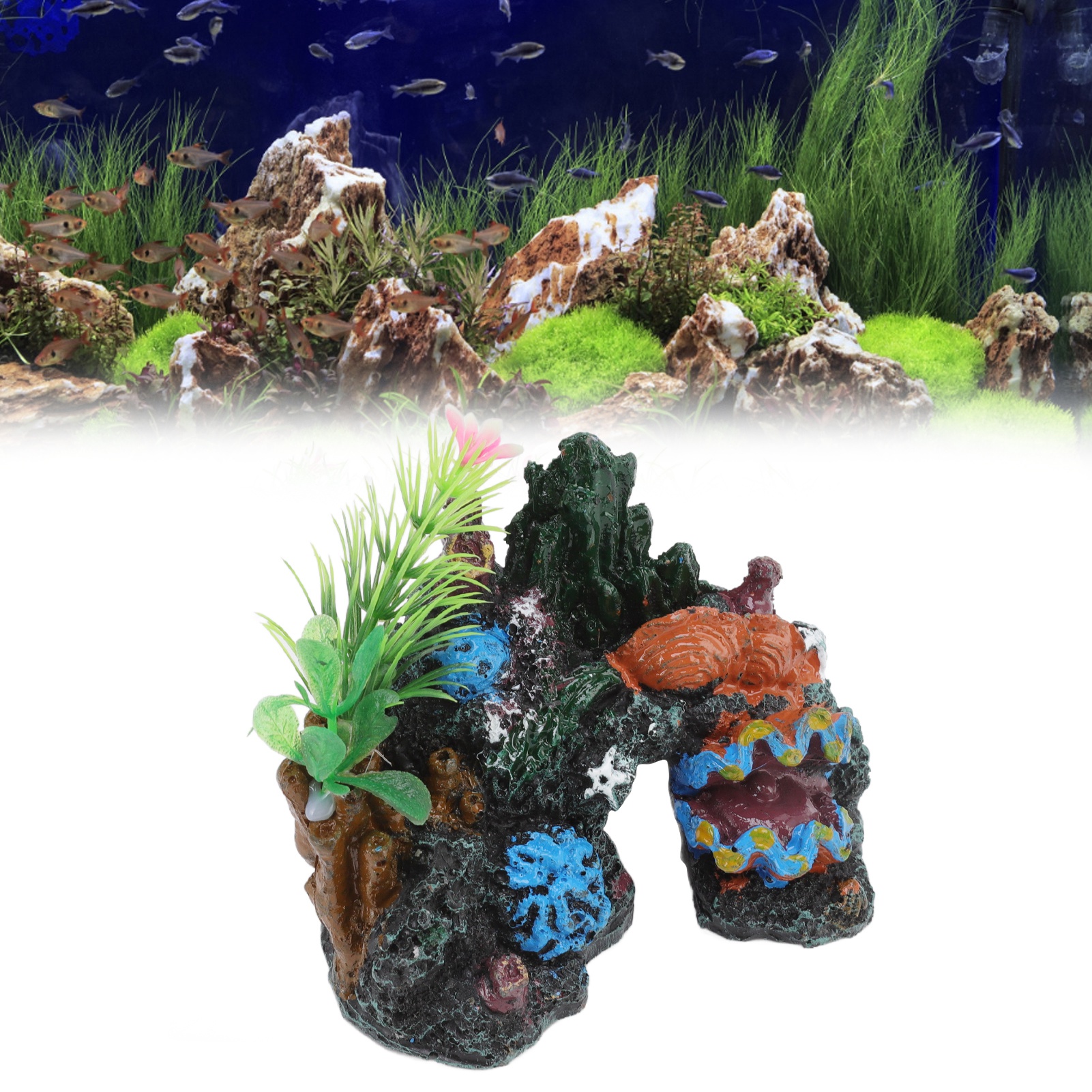 Resin Coral Aquarium Decoration, Fish House, Sleep Rest, Hide and Play