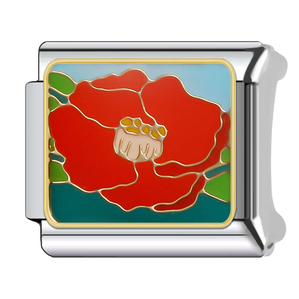 New Women's Gift love mom red heat flower Bead Italian Charms Links Bangle Beads Fit 9mm Stainless Steel Bracelet Making DIY For Women Fashion Je