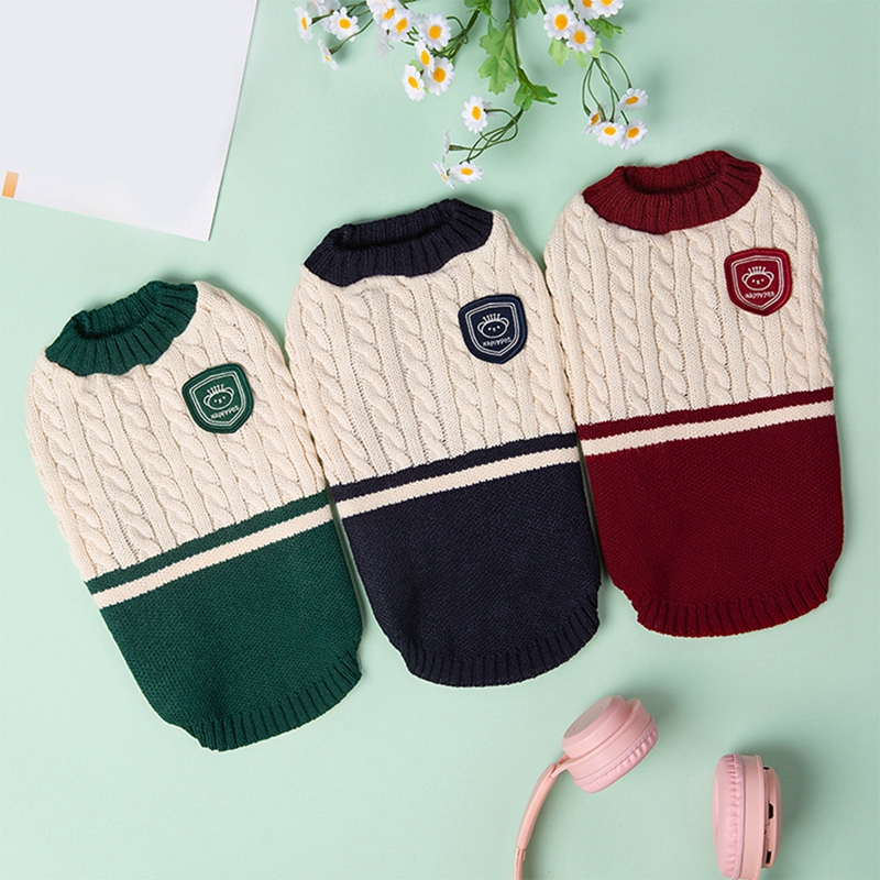 Dog Sweaters for Small Medium Dogs Winter Warm Dog Clothes College Style Knitted Pet Clothing Chihuahua Puppy Cat Sweater Vest