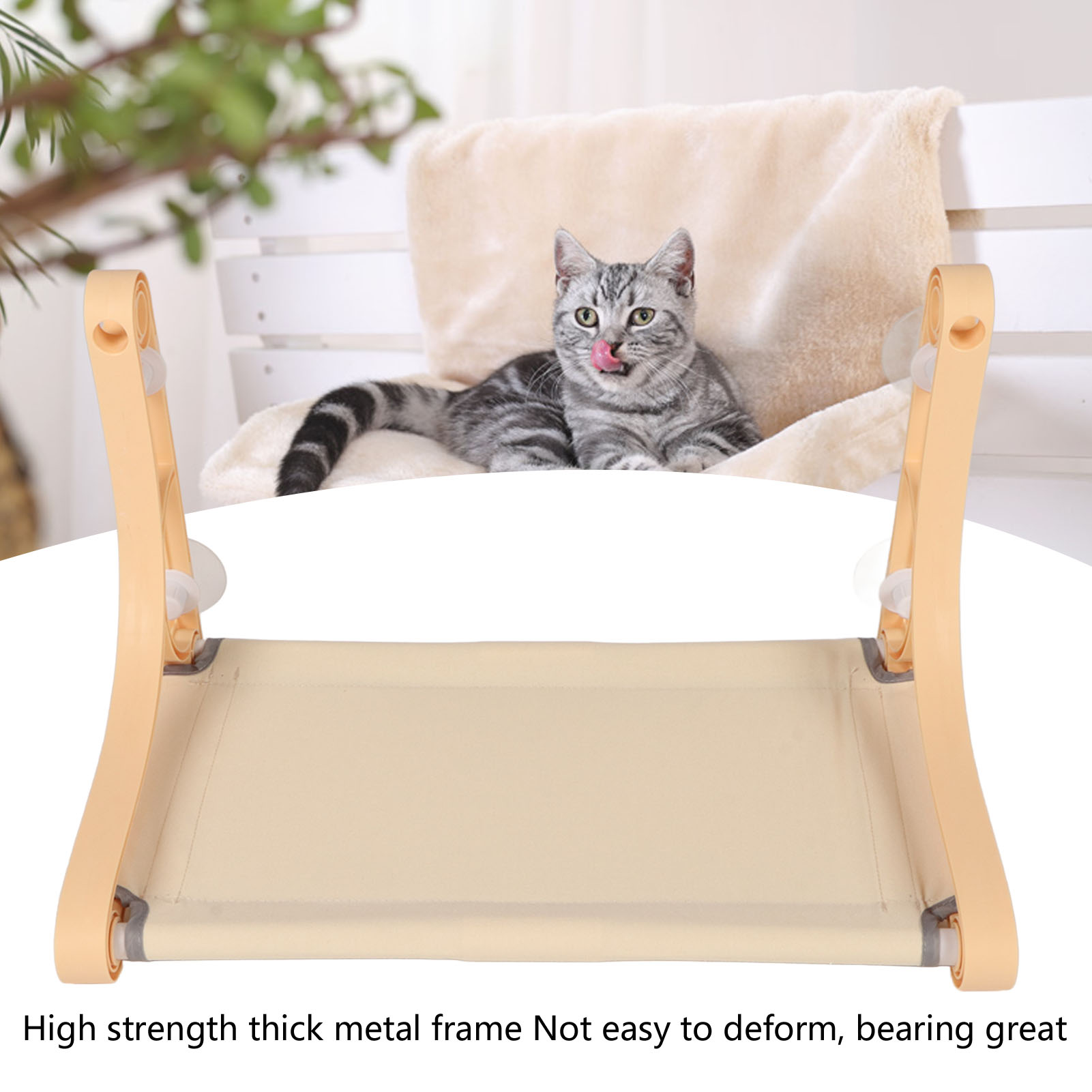 Cordless Hammock for Cat Window Perch, Hanging Pet Resting Seat, Safety Hammock with Suction Cups, Detachable Bed, 4PCs