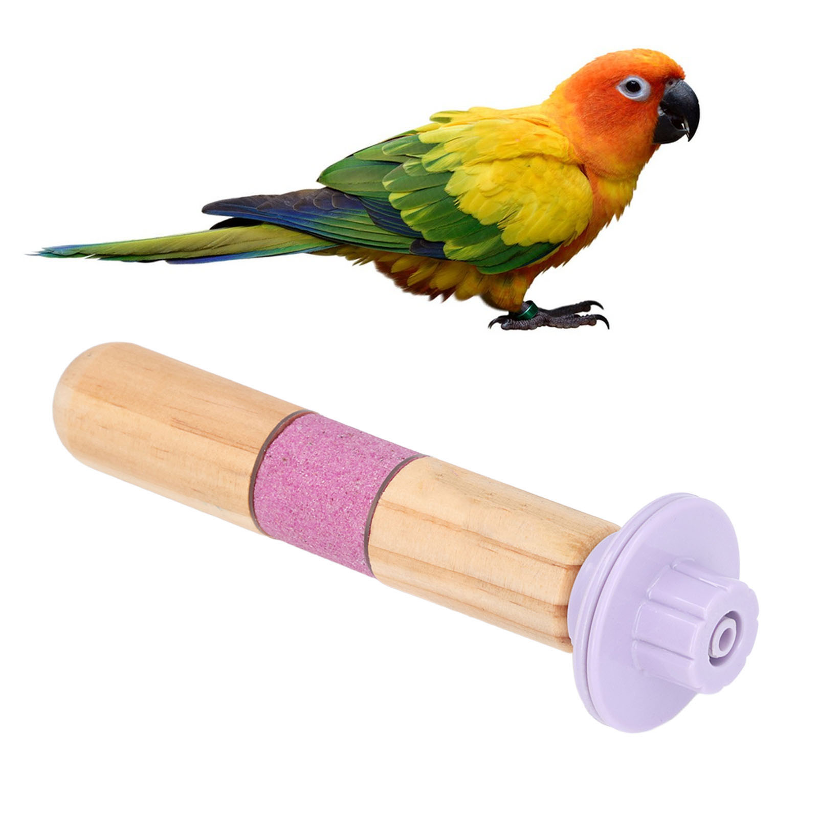 Wooden Parrot Standing Stick Toy, Bird Perch, Beak Paw Grinding, Cockatiels, Lovebirds, Budgies
