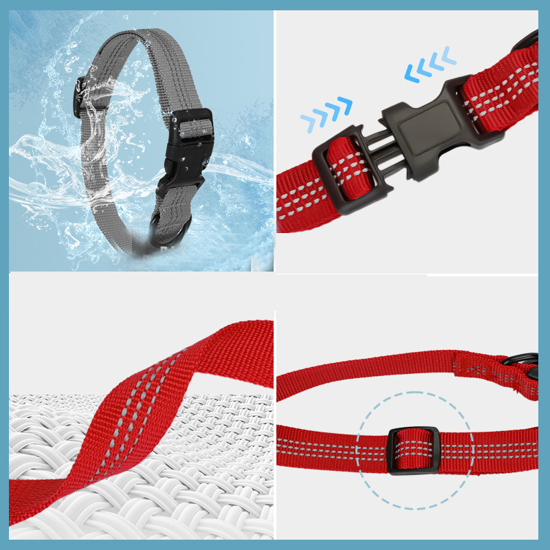 Nylon Reflective Pet Collar with D Ring Adjustable Dog Collar for Outdoor Training, for Small and Medium Dogs Puppy Accessories