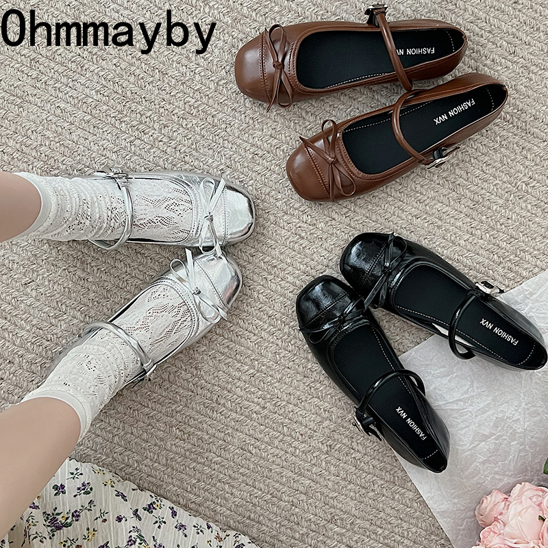 Low Designer Heel Women Mary Jane Shoes Fashion Shallow Butterfly-knot Autumn Ladies Dancing Party New Prom Pumps 7d44