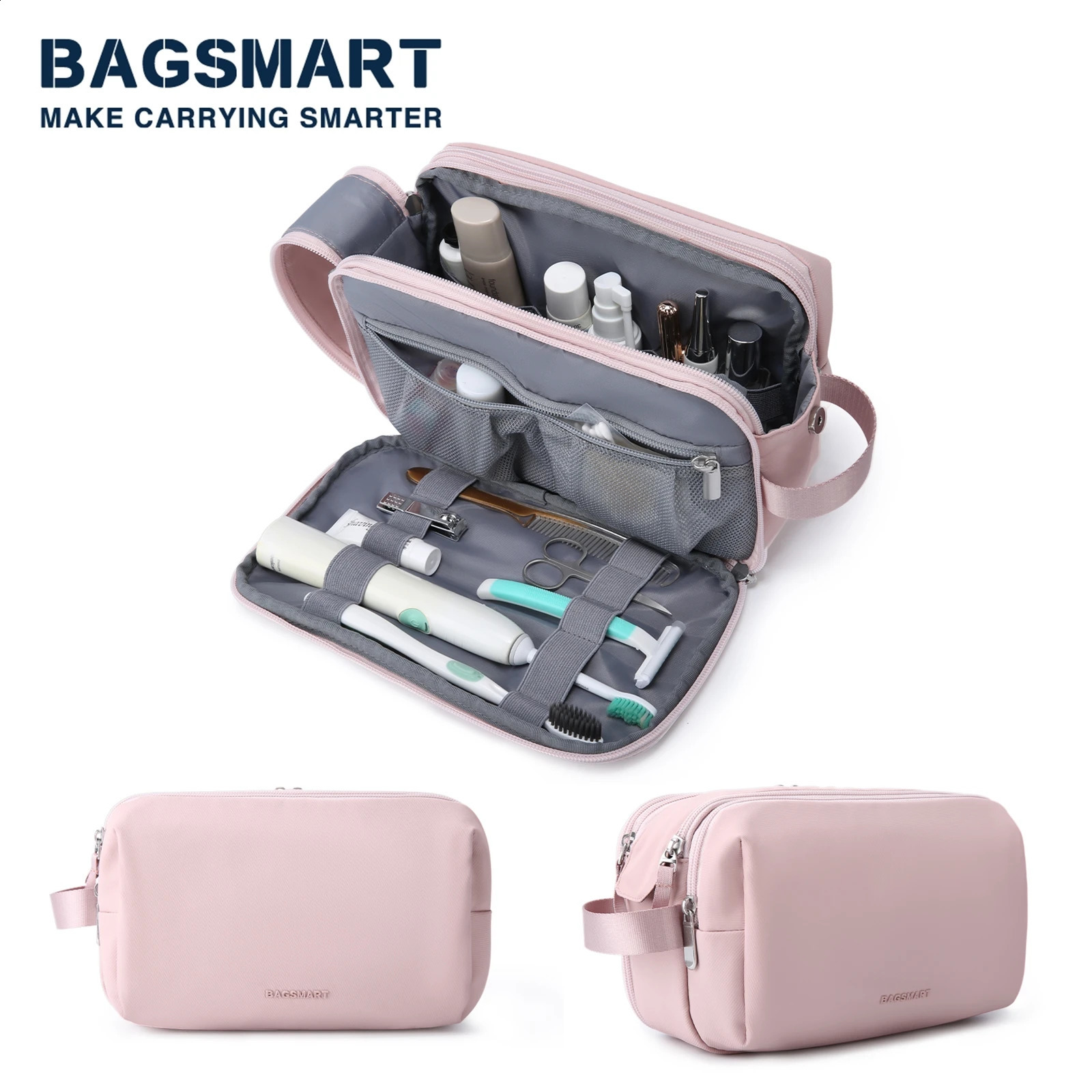 Womens Cosmetic Bag BAGSMART Waterproof Dopp Kit for Travel Lightweight Toiletries Bag for Men Makeup Bag Travel Necessaries 241226
