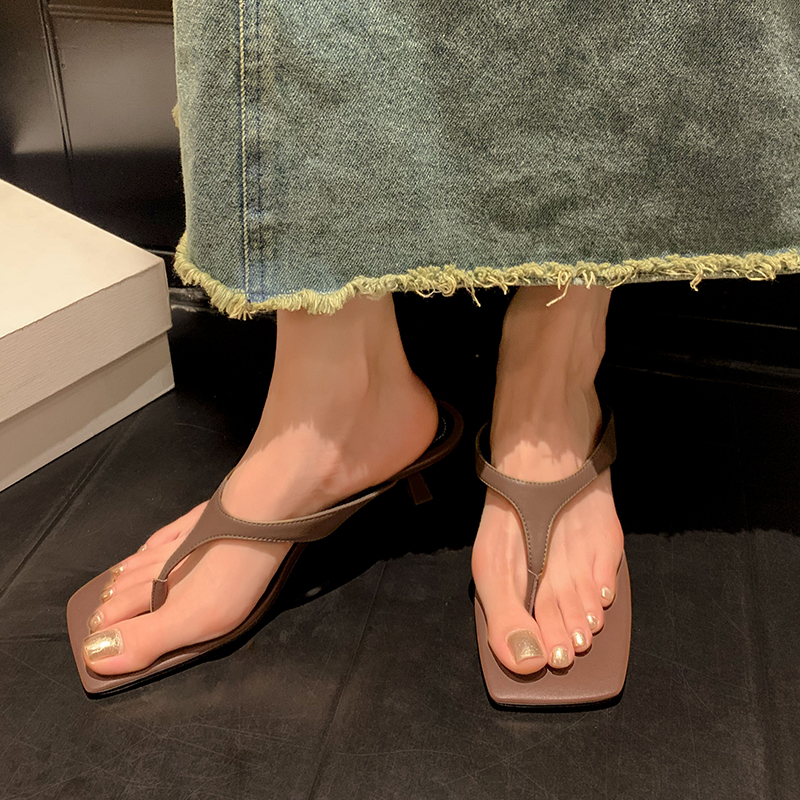 2025 new Size JOZHAMTA 34-40 Women High Heels Mules Sandals Real Leather Flip ps Thin Heel Summer Shoes 2025 Ins Slides Sexy Slippers e8b2