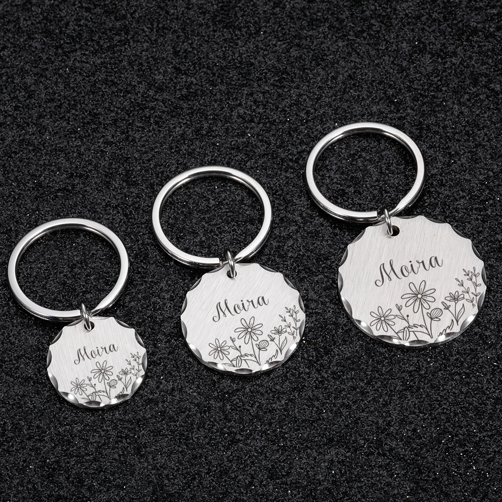 Personalized Dog Plate Cat ID Tag Engraved Collar Accessories Customized Puppy kitten Collar Pendant Jeweled Key Anti-lost Tags