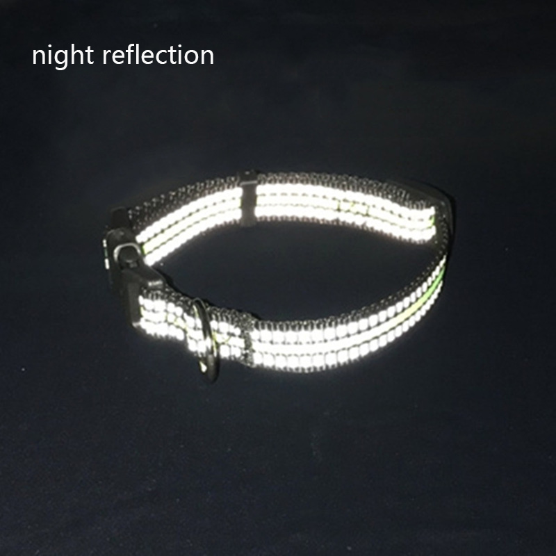 Adjustable Pet Collar Nylon Reflective Dog Collar with D-ring and ABS Quick Insert Buckle for Small, Medium Large Dogs and Cats