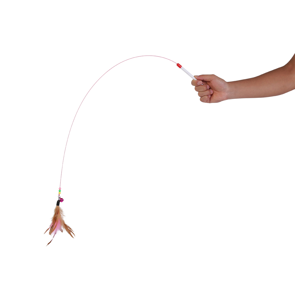 Feather Wire Chaser for Cat and Kitten, Funny Pet Play Toy, Wand Beads