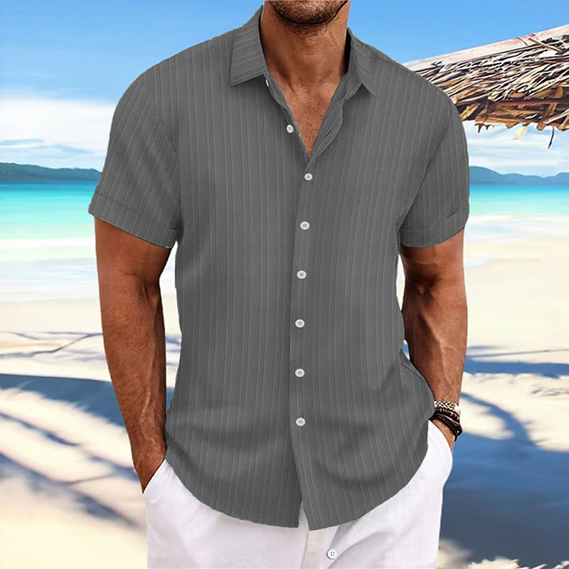 S-3XL Summer New Mens Jacquard Shirt button up short sleeved casual sports top Designer Luxury Style Clothing High quality black T shirt Top Quality S