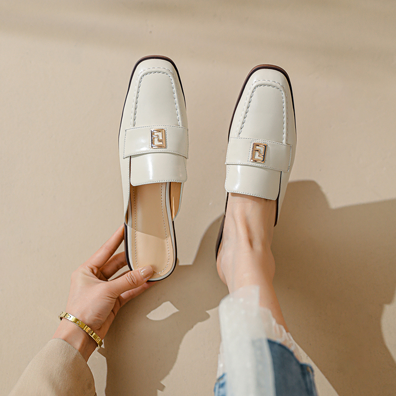 2024 Spring/Summer Women's Sandals Women Shoes Genuine Leather Solid Slippers Shoes for Women Women Slippers Mules Flat Shoes
