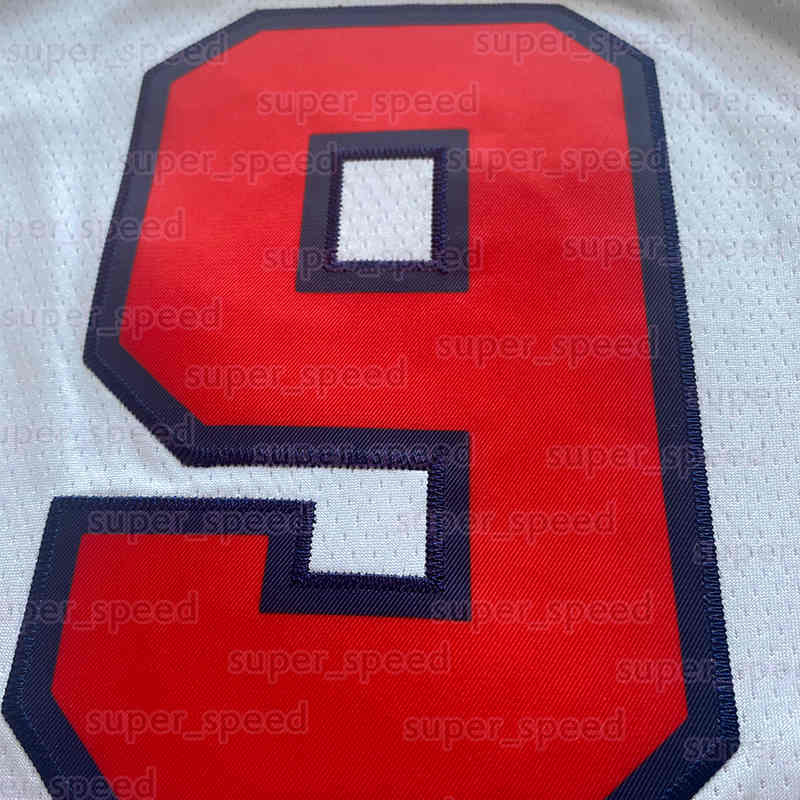 Men's 9 Embroidered Basketball Jersey White America Flag Breathable Sleeveless Crew Neck Top for Men Loose Fit Slight Stretch Polyester Fabric Ca