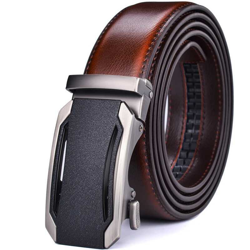 Ratchet Dress Genuine Leather Belts for Men with Automatic BuckleX240914