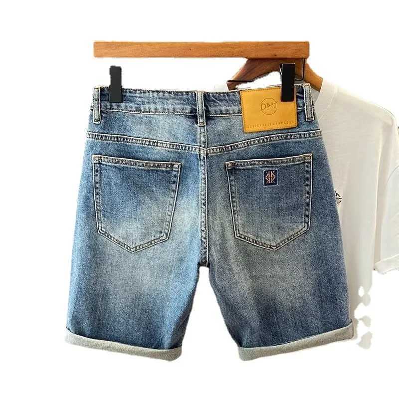 Trendy Waist-high Shorts Jeans Harajuku Style Straight-leg Mens Pants Zipper Breathable Summer CasualX240914