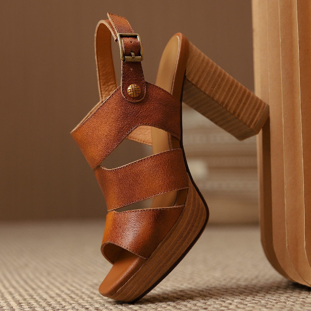 5cm Cow Leather Platform Heels: Sexy Summer Shoes for Night Club