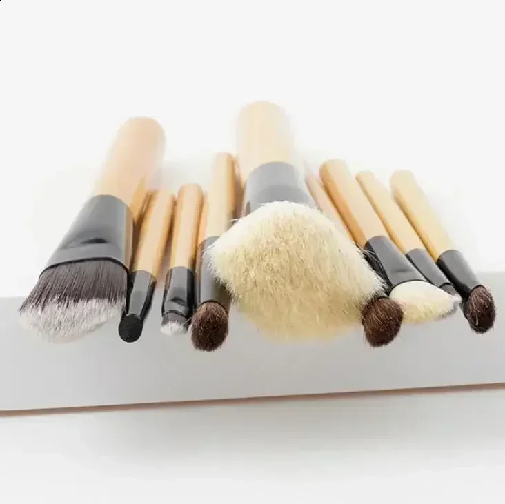 9-piece brown professional makeup brush set 240913