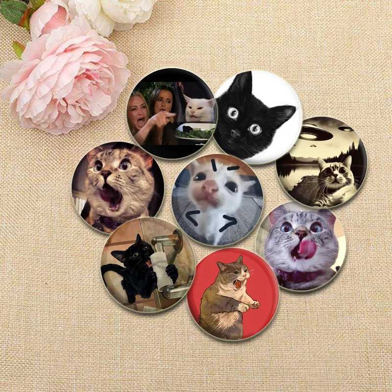 32/44/58mm Funny Cute Cat Badge Round Creative Brooches Fashion DIY Backpack Jewelry Accessory Gifts HD Print Handmade PinsX240914