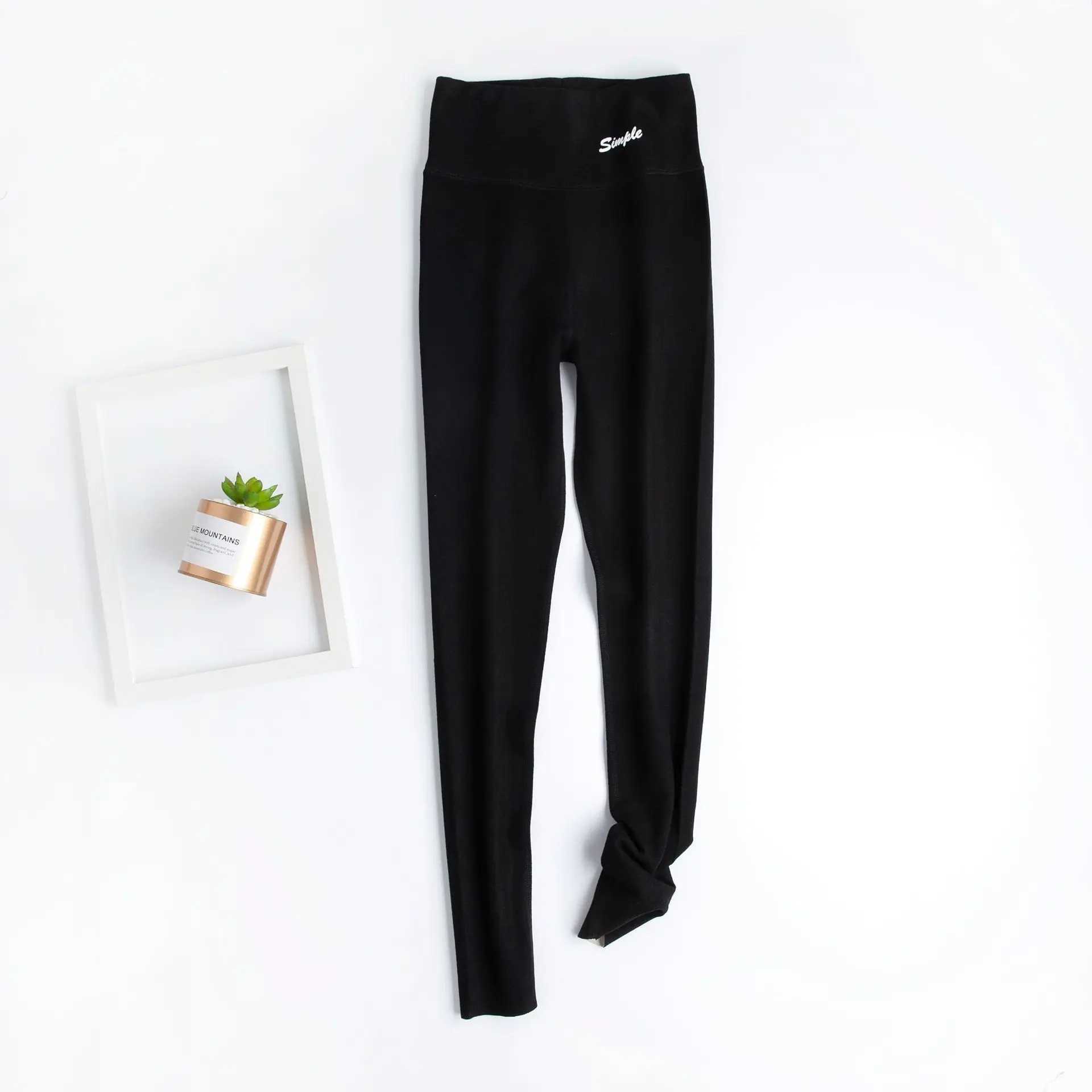 beige leggings for women Warm Tights Cotton Thick Ribbed Beige Leggings with Fleece Thermal Strech Leggings for WomenX240914