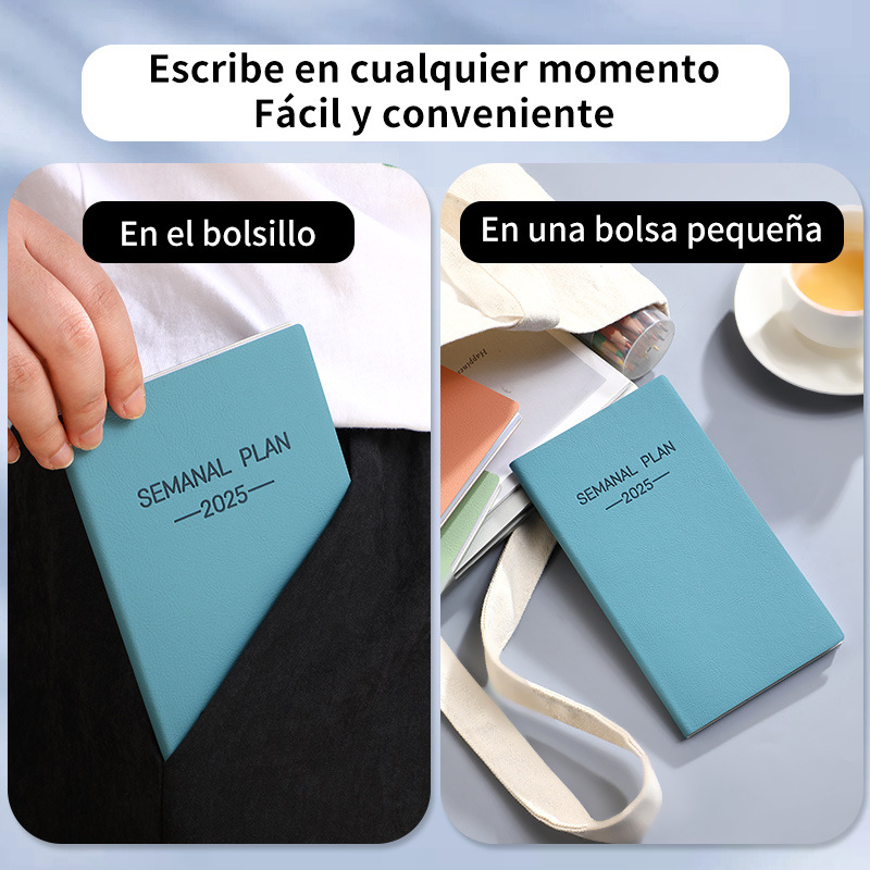 Morandi color scheme 2025 A6 Spanish calendar book portable pocket plan book daily plan notebook