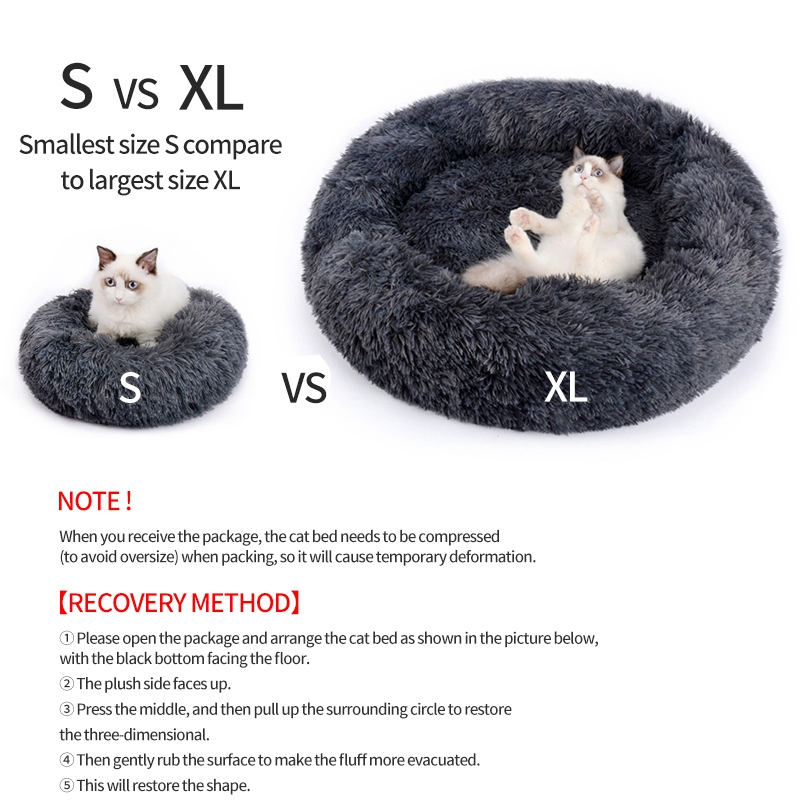 Soft Pet Bed for Small Dog Cat Plush Nest Cushion Donut Pet Mat Indoor Anti Slip Basket Sofa Dog Sleeping Kennel Pet Supplies