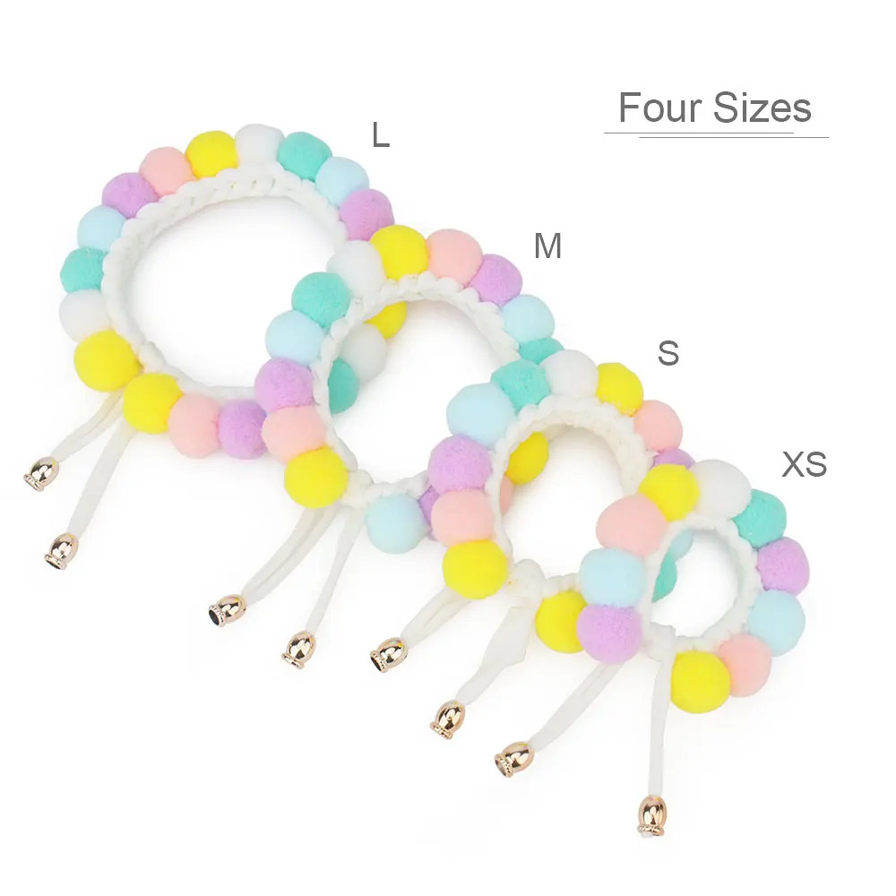 Puppy Collars ,Cute Cat Collar Colored Pet Puppy Dog Collar Dog Grooming Collar Cat Plush Ball Necklace Puppy Accessories Scarf