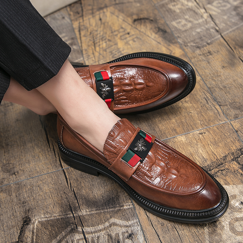 Leather Crocodile Brand Men Casual Office Designer Brown Black Formal Loafers Men's Moccasins Italian Wedding Dress Shoes a6db 's