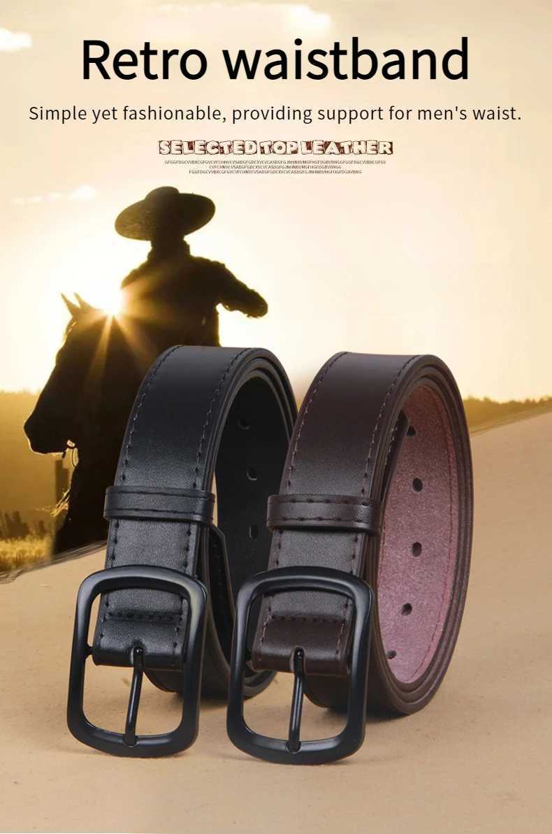 Retro and minimalist Ins style jeans with personalized trend fashionable metal needle buckle mens belt casual business brandX240914