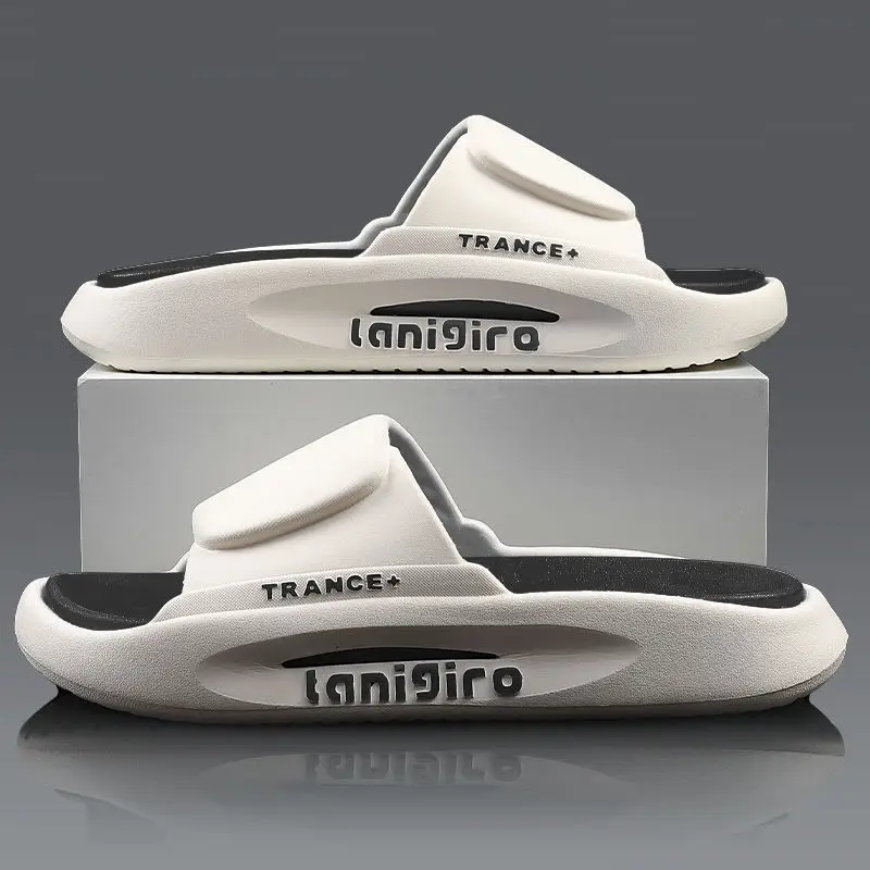 Men's Summer Pvc Soft Slippers Men Outdoor Thicken Anti-Slip Beach Sandals Couples Bathroom Homeslides Flip Flops 2023
