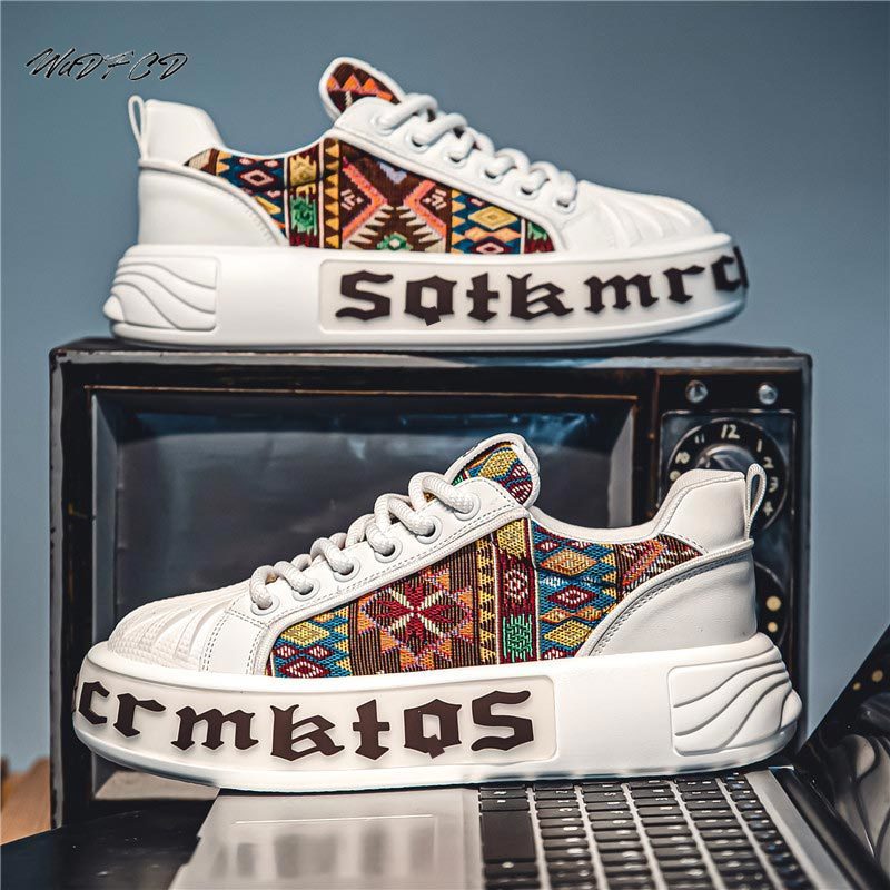 Mens Casual Sneakers Designer White Fashion Microfiber Leather Mesh Breathable Height Increased Flat Platform Board Shoes a5d3 db14